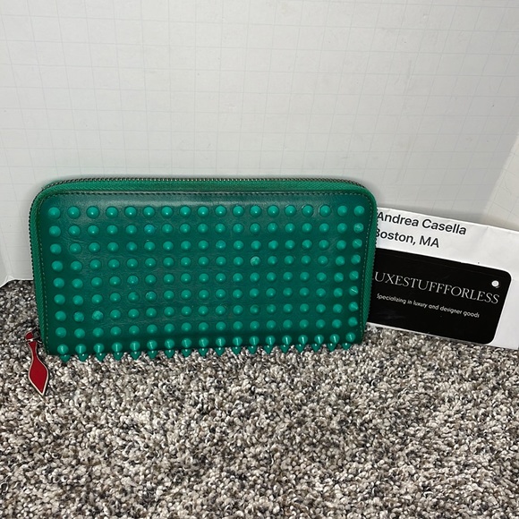 Christian Louboutin Handbags - Authentic Christian Louboutin green Pannatone spike wallet limited edition
